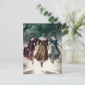 Dames met telefoons zweven briefkaart (Staand voorkant)