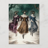 Dames met telefoons zweven briefkaart (Voorkant)