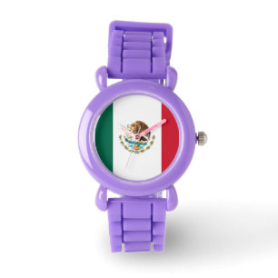 Dames Mexicaanse vlag horloge (rode glitter band)