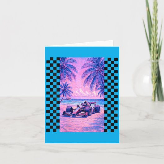 Dames Miami Racing Palmboom Strand Scene Kaart (Voorkant)