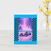 Dames Miami Racing Palmboom Strand Scene Kaart (Gele Bloem)