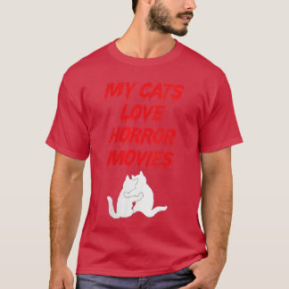 Dames Mijn Katten Liefhebben Horror Films Eng Grap T-shirt