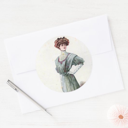  Dames Mode 1907 Ronde Sticker (Envelop)