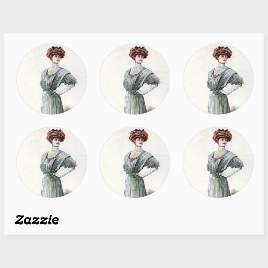  Dames Mode 1907 Ronde Sticker (Vel)