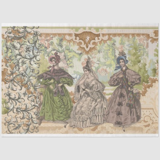 Dames, Mode en Bloemen Decoupage Tissue Paper Tissuepapier (Voorkant)