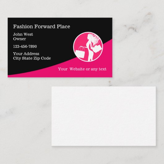 Dames Mode Voorwaartse Visitekaartjes (Voorkant / Achterkant)