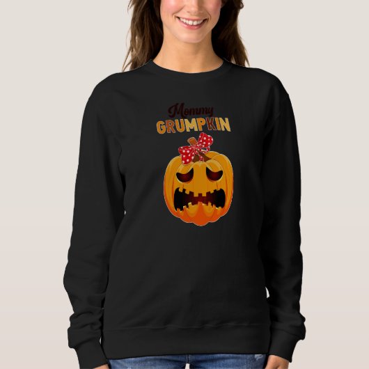Dames Moeder Grumpkin Grumpy Pompoen Halloween Fam Trui (Voorkant)