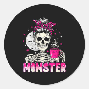 Dames Moederster Schedel Moeder Coffeeliefhebber H Ronde Sticker