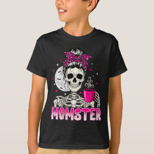 Dames Momster Schedel Moeder Koffie Liefhebber Hal T-shirt