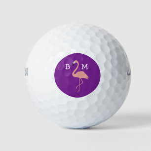 Dames Monogram Roze Flamingo Thema Golfballen