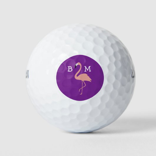 Dames Monogram Roze Flamingo Thema Golfballen (Voorkant)