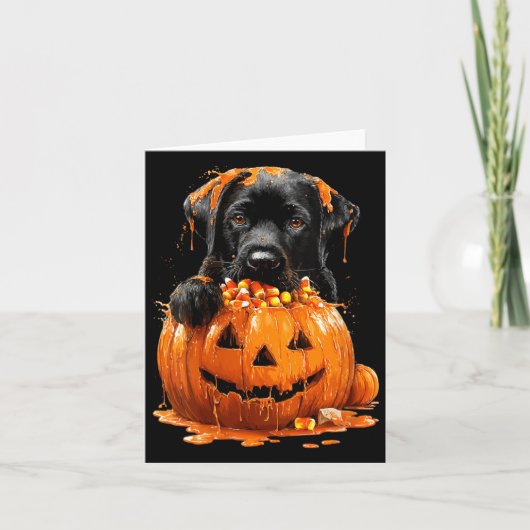 Dames Mooie Labrador Druppende Pompoen Candy Corn Kaart (Voorkant)