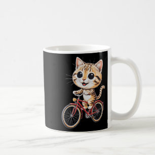 Dames Moppige Kat Fietst op Fiets Kawaii Cartoon Koffiemok