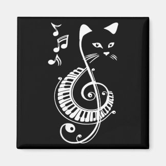 Dames Muziekaal Kat Treble Sleutel Muziek Dierenli Magneet