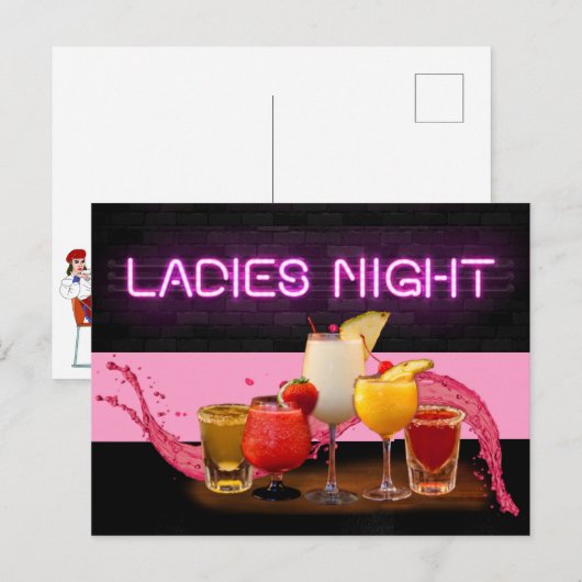 Dames nacht briefkaart (Voorkant / Achterkant)