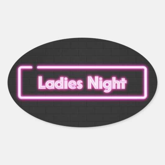 Dames Nacht Neon LED Teken Ovale Sticker (Voorkant)