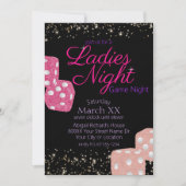 Dames Nacht Neon Roze Teken Spel Nachtdobbelstenen Kaart (Voorkant)