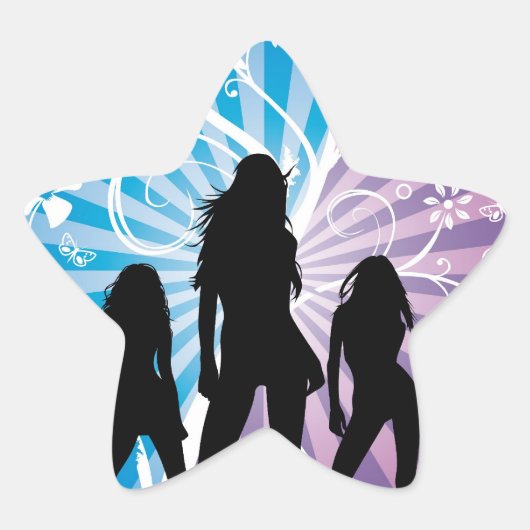 Dames nacht ster sticker (Voorkant)