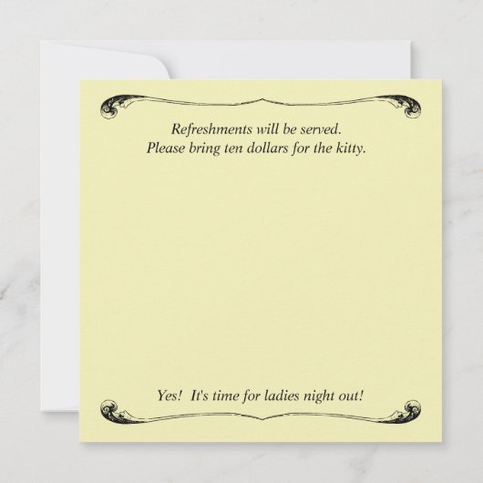 Dames nacht uit Uitnodiging (Achterkant)