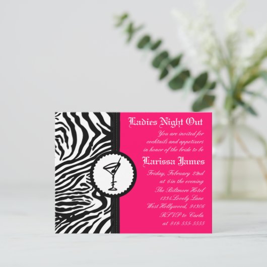 Dames nacht, uitnodiging van Bachelorette (Staand voorkant)