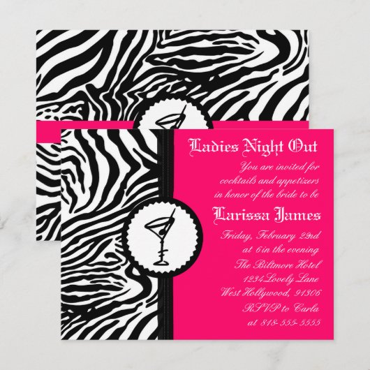 Dames nacht, uitnodiging van Bachelorette (Voorkant / Achterkant)