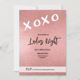 Dames Nacht XOXO roze roos gouden glitter Op Maat Kaart