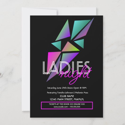Dames Nachtclub Bar Fractale Flyer Uitnodiging (Voorkant)