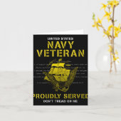 Dames Navy Veteraan Trots Gediend V-hals  Kaart (Gele Bloem)