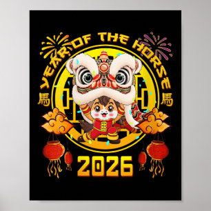 Dames Nieuwjaar 2026 Chinese Paard Het Jaar Van De Poster
