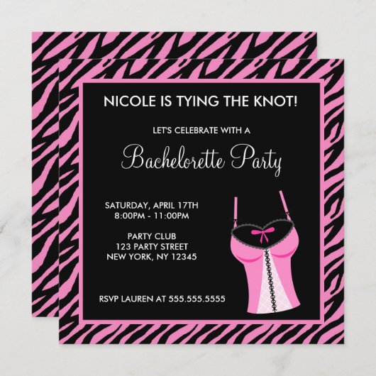 Dames Night Bachelorette Party Kaart (Voorkant / Achterkant)