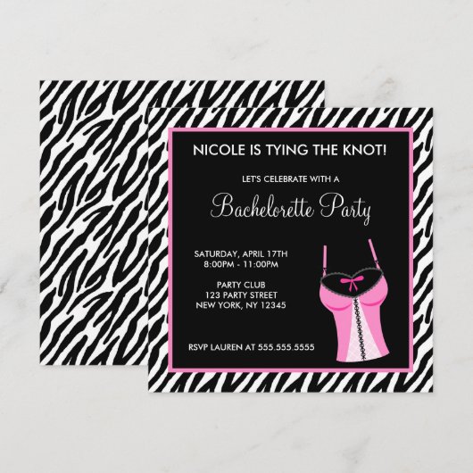 Dames Night Bachelorette Party uitnodigingen (Voorkant / Achterkant)