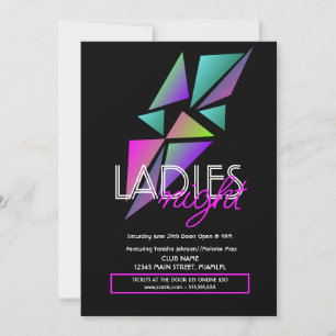 Dames Night Club Bar Fractal Flyer-uitnodiging Kaart