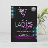 Dames Night Club Cocktail Neon Flyer Kaart (Staand voorkant)