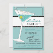 Dames Night Out Martini Aqua Birthday Celebration Kaart (Voorkant)