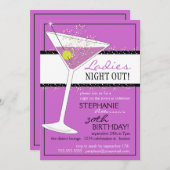 Dames Night Out Martini Birthday Celebration Kaart (Voorkant / Achterkant)
