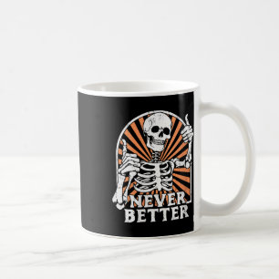 Dames Nooit Beter Skelet Duimen Omhoog Retro Grapp Koffiemok