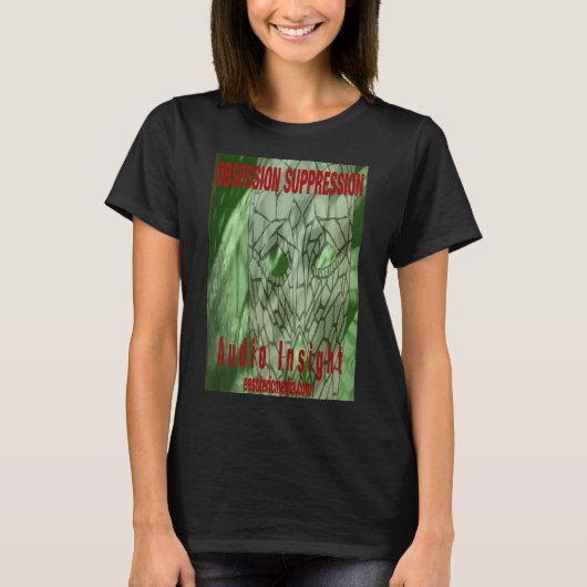Dames "Obsession Suppression" zwarte t-shirt. T-shirt (Voorkant)