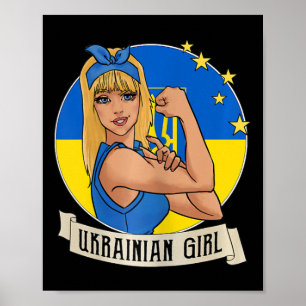 Dames Oekraïense Meisje Oekraïne Vlag Merchandise  Poster
