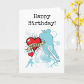 Dames- of meisjeshockey Hart Tattoo Gefeliciteerd Kaart (Gele Bloem)