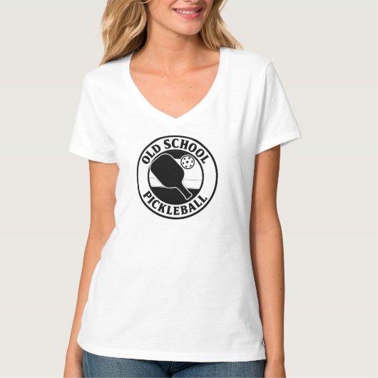 Dames Old School Pickleball T-shirts . (Voorkant)