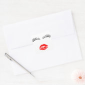 Dames Oogwimpers en LipStick Kus Vierkante Sticker (Envelop)
