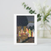 Dames op bezoek in een Yogini, School of Faqurulla Briefkaart (Staand voorkant)