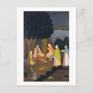 Dames op bezoek in een Yogini, School of Faqurulla Briefkaart