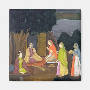 Dames op bezoek in een Yogini, School of Faqurulla Magneet
