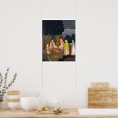 Dames op bezoek in een Yogini, School of Faqurulla Poster (Keuken)