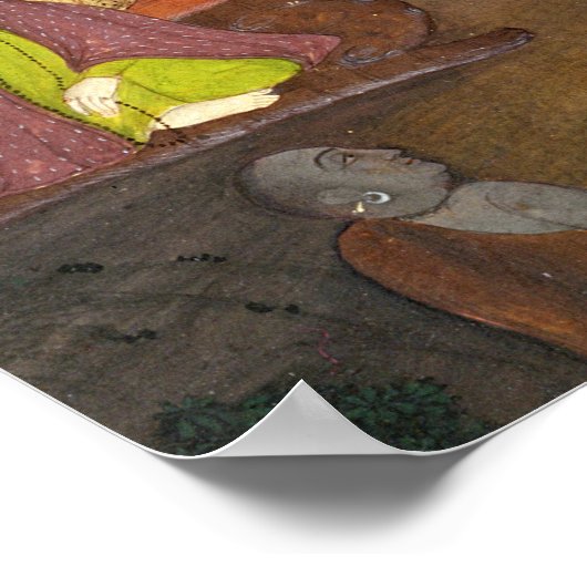 Dames op bezoek in een Yogini, School of Faqurulla Poster (Hoek)