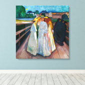 Dames op de brug | Edvard Munch | Canvas Afdruk (Insitu (Houten vloer))