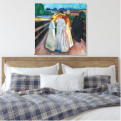Dames op de brug | Edvard Munch | Canvas Afdruk (Insitu (Slaapkamer))