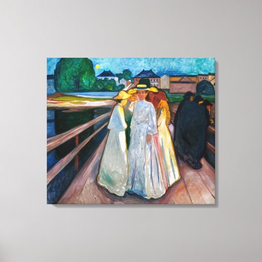 Dames op de brug | Edvard Munch | Canvas Afdruk (Voorkant)