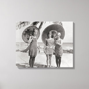 Dames op het strand, 1920 canvas afdruk